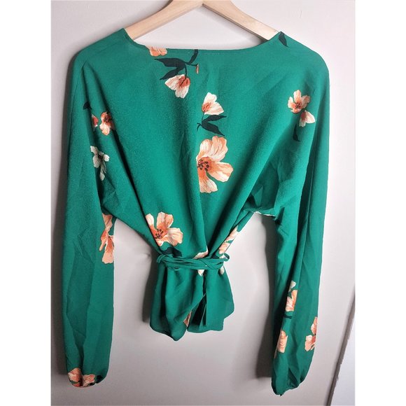 Aritzia Wilfred Lilia Green Floral Wrap Blouse - Picture 3 of 6